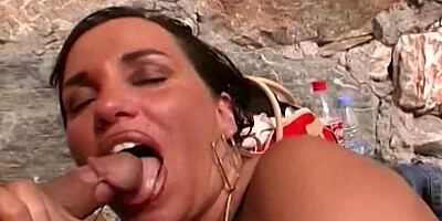 Superb German babe with an amazing body eating cum in POV