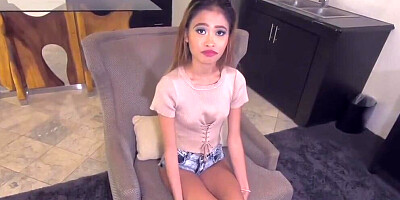 Petite Asian doll is choking on a thick white cock before pussy pounding