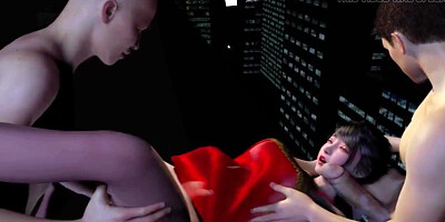 Beauty bigboobs Chinese get threesome with two boss - 3D hentai v459