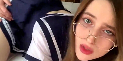 Stepsister after college shoots a video of me fucking her rough