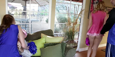 Blonde vixen is having both her pussy and ass drilled by a long pole