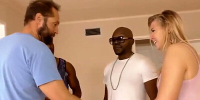 Small Titted Melissa may having Fun with Black Dudes in Front of her Father