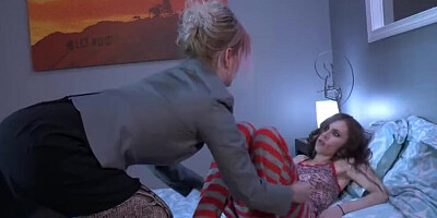 MILF enjoys watching while her stepdaughter gets some hard cock