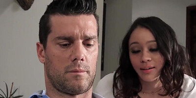 Petite teen loves playing hide and seek and sucking her stepdad's cock