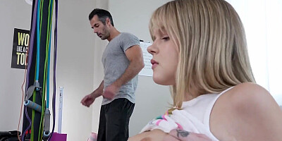 Coco Lovelock is riding her stepdad's hard piston after the workout