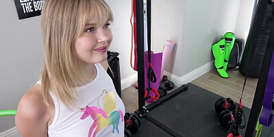 Coco Lovelock is riding her stepdad's hard piston after the workout