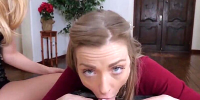 Hot Stepmom And Aunt Caught Making Out Suck & Fuck The Cock