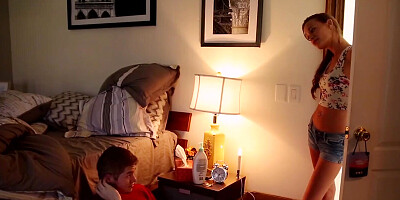 Young stallion has threeway sex with his girlfriend and her hot stepmom