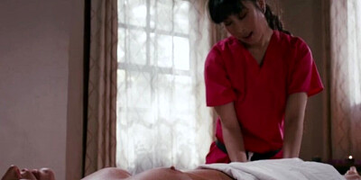 Asian masseuse is specialized in giving back rubs and lesbian happy endings