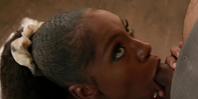 Lovely ebony doll is riding a BBC on the couch