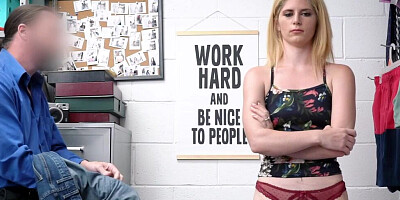 After getting naked, a shoplifting blonde girl was banged by a cop