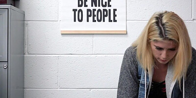 After getting naked, a shoplifting blonde girl was banged by a cop