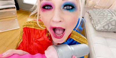 Hot Blonde Arielle Aquinas POV Handjob and Blowjob on Costume