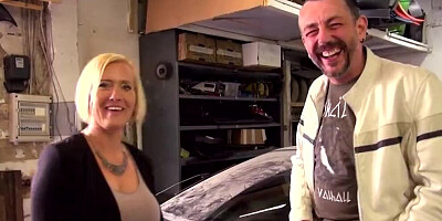 Busty inked blonde sucks prick and spreads legs to be fucked