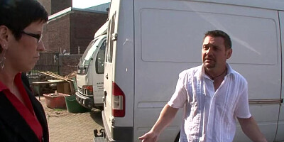 Depraved mature woman blows a guy and gets fucked outside