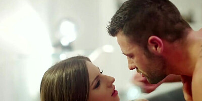 Busty babe Stella Cox gets plowed with cock in sideways position