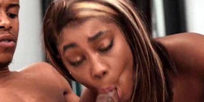 Phat ass ebony vixen treats the BBC with sloppy sucking before cowgirl riding
