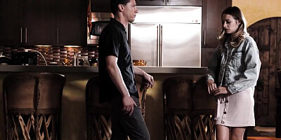 Kyler Quinn is riding horny dude's hard pecker on the couch