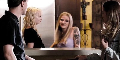 Kyler Quinn is riding horny dude's hard pecker on the couch