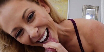 Cherie DeVille sucks a dick and rides it in POV-style video
