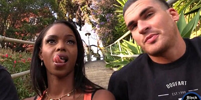 Ebony Marie Luv tag teamed by two dicks