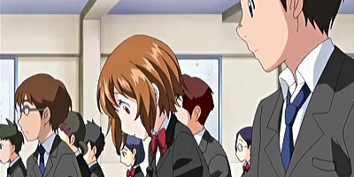 Busty anime coed first time kissing and sex