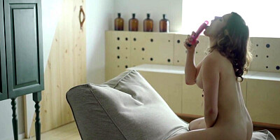 Small-tittied Evelina Darling fucks herself