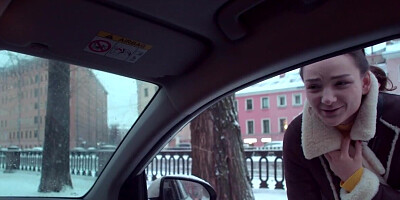 Pigtailed Russian teen is picked up from the street