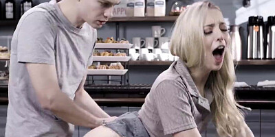 Cute lesbian blonde dares to suck and fuck big cock