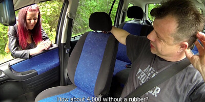 Young Tattoed Girl Fucks in Car with Stranger for MONEY