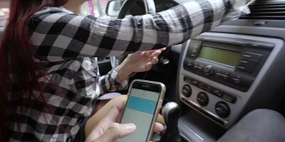 Adorable Asian girl blows and bangs her driving instructor after a lesson