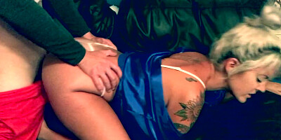 Cougar Keri Love pulls thong aside to receive some big cock