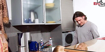 German Blonde Amateur Big Tits MILF Fuck in Kitchen