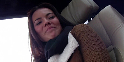 Regular girl with a nice ass is a pretty hitchhiker enjoying her first porn experience