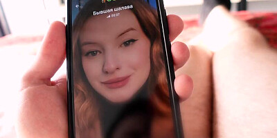 Charming girl makes cute facial expressions while getting dick from behind