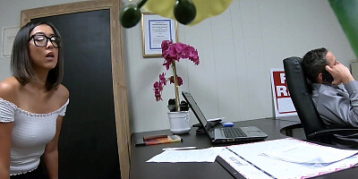 Petite Asian girl will have to suck off and bang her demanding boss