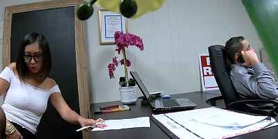 Petite Asian girl will have to suck off and bang her demanding boss