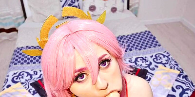 Webcam cosplay girl masturbates and fucks in front of the camera