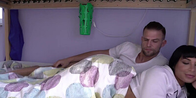 Busty chick gets shagged inside the bedroom by a horny fellow