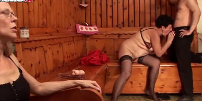 Two kinky grannies and two men are having a kinky foursome