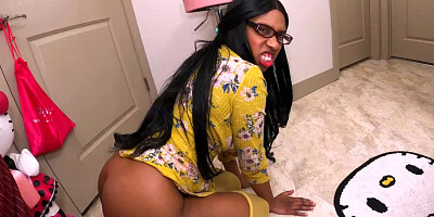 Latina babe sits on some big black cock and rides it