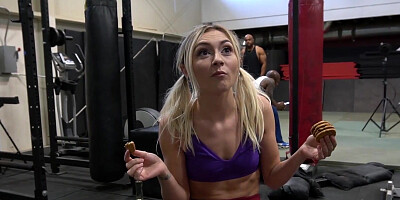 Bunch of big black studs are fucking a petite white chick