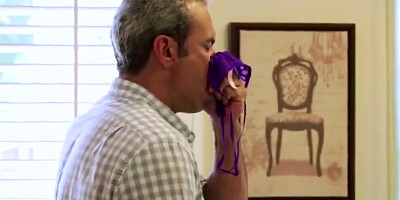 Dad smells daughter pantiens and then she rides the cock