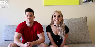 Teen blonde and her boyfriend are being filmed while demonstrating their best version of sex