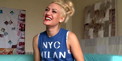 Slutty blonde Nick Moreno sucks a hard cock and rides it