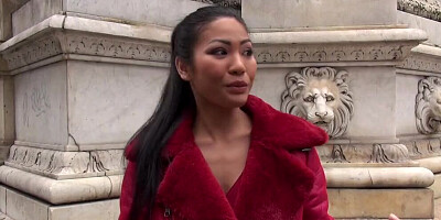 Skinny girl Polly Pons is double dicked by two horny guys