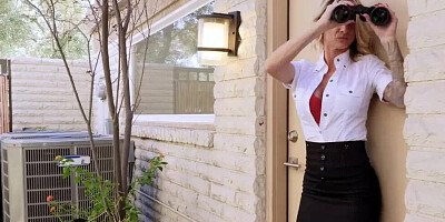 Delightful MILF is about to get naughty with her masseur while her hubby is away