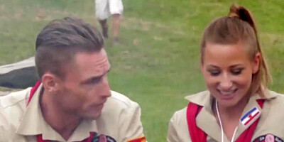 Naughty girls and their buddies are enjoying in hot outdoor orgy