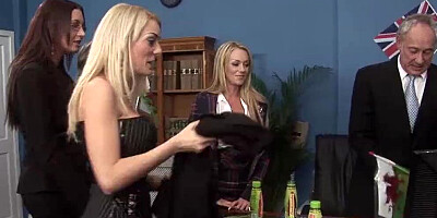 Slutty babes are eager to be nailed by mutiple dongs