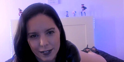 Amateur French mistress is teasing and dirty talking while dressed in sexy black outfit